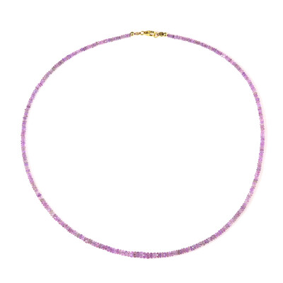 Nicht erhitzter Purpurfarbener Ceylon-Saphir-Goldhalskette