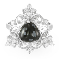 Schneeflocken-Obsidian-Silberring