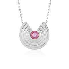 Pinkfarbener Madagaskar-Saphir-Silbercollier (de Melo)