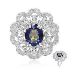 Blauer Mystik-Quarz-Silberring
