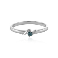 Blauer I3 Brillant-Silberring