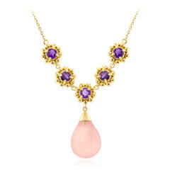 Pinkfarbener Chalzedon-Silbercollier