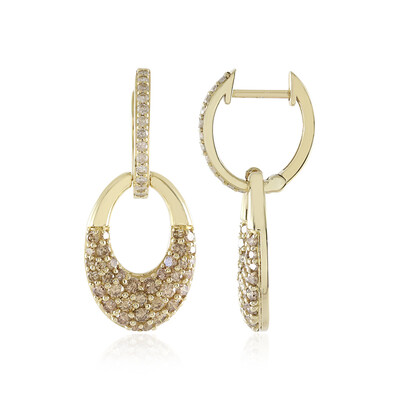 I2 Champagner-Diamant-Goldohrringe