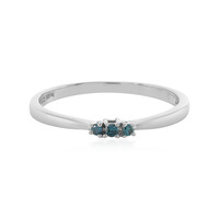 Blauer I3 Brillant-Silberring