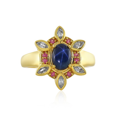 Blauer Stern-Saphir-Silberring