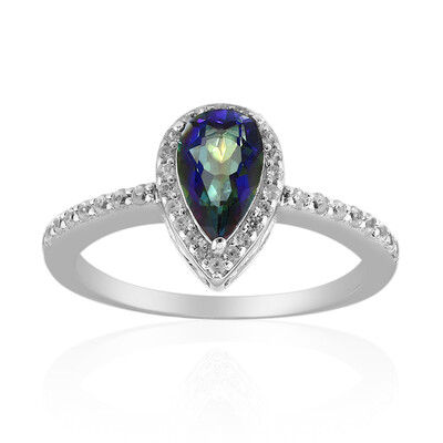 Blauer Mystik-Quarz-Silberring