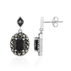 Schwarzer Onyx-Silberohrringe