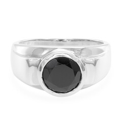 Schwarzer Spinell-Herren-Silberring
