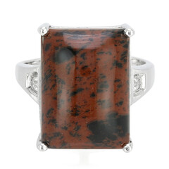 Mahagoni-Obsidian-Silberring