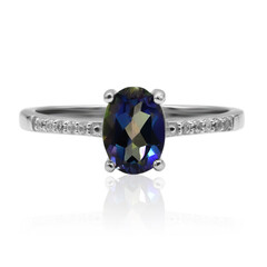 Blauer Mystik-Topas-Silberring