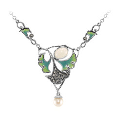 Weißer Opal-Silbercollier
