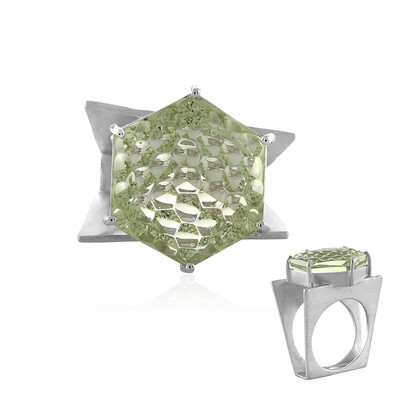 Grüner Amethyst-Silberring