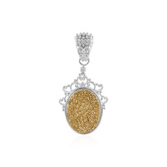 Goldener Glitzer-Achat-Silberanhänger