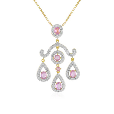 Pinkfarbener Madagaskar-Saphir-Silbercollier