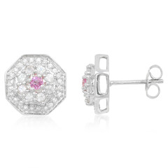 Pinkfarbener Ceylon-Saphir-Silberohrringe