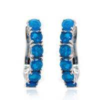 Neonblauer Opal-Silberohrringe