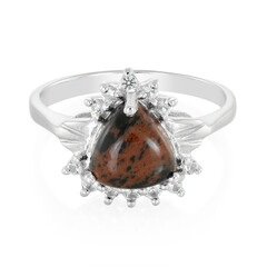 Mahagoni-Obsidian-Silberring