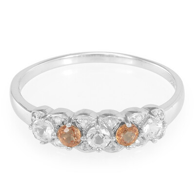 Oranger Saphir-Silberring