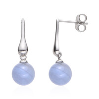 Blauer Band-Achat-Silberohrringe