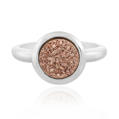 Kupferfarbener Glitzer-Achat-Silberring
