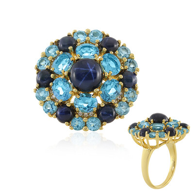 Blauer Stern-Saphir-Silberring