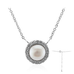 Weiße Süßwasserzuchtperlen-Silbercollier