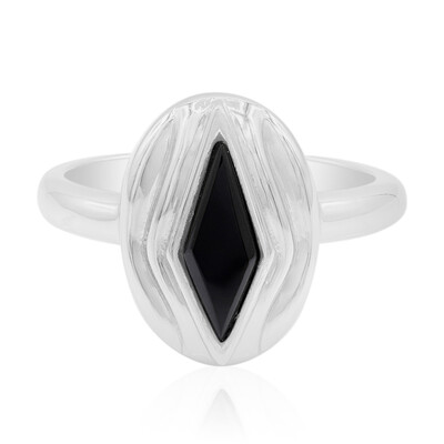 Schwarzer Spinell-Silberring (MONOSONO COLLECTION)