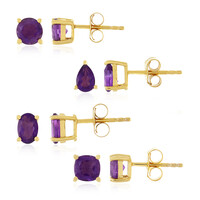 Amethyst-Silberohrringe- 4 Paar