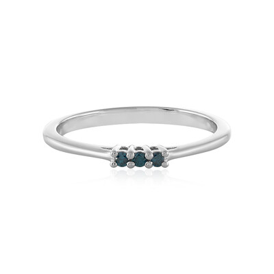 Blauer I3 Brillant-Silberring