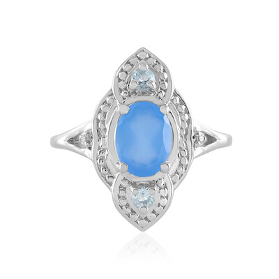 Blauer Chalzedon-Silberring