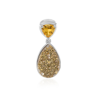 Goldener Glitzer-Achat-Silberanhänger