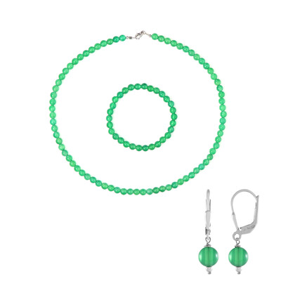 Grüner Onyx-Silberset