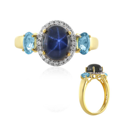 Blauer Stern-Saphir-Silberring
