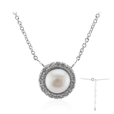 Weiße Süßwasserzuchtperlen-Silbercollier