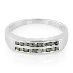Smaragdgrüner Diamant-Silberring