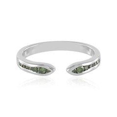 Grüner I3 Diamant-Silberring