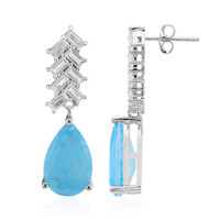 Blauer Pastell-Quarz-Silberohrringe