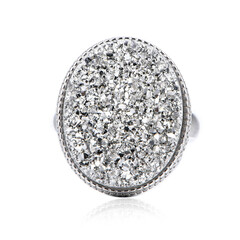 Silberner Glitzer-Quarz-Silberring