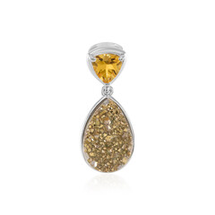 Goldener Glitzer-Achat-Silberanhänger