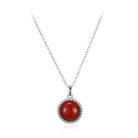 Roter Achat-Silberhalskette