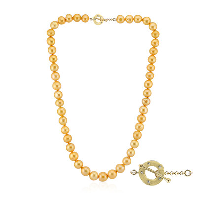 Goldene Süßwasserzuchtperlen-Silbercollier (TPC)