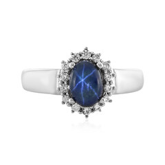 Blauer Stern-Saphir-Silberring