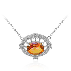 Pfirsichfarbener Mystik-Quarz-Silbercollier