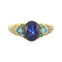 Blauer Stern-Saphir-Silberring