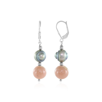 Pinkfarbener Opal-Silberohrringe