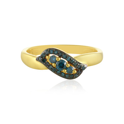 Blauer I4 Diamant-Silberring