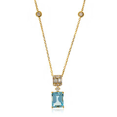 AAA-Brasilianischer Aquamarin-Goldhalskette (AMAYANI)