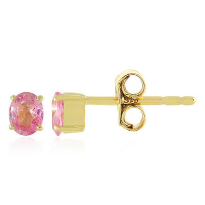 Pinkfarbener Ceylon-Saphir-Goldohrringe
