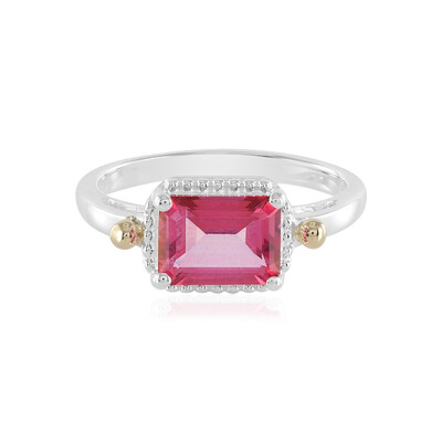 Pinkfarbener Topas-Silberring mit Gold (Granulieren)