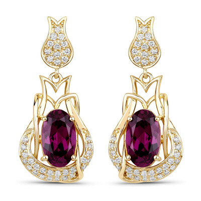 Magenta-Granat-Goldohrringe (SUHANA)